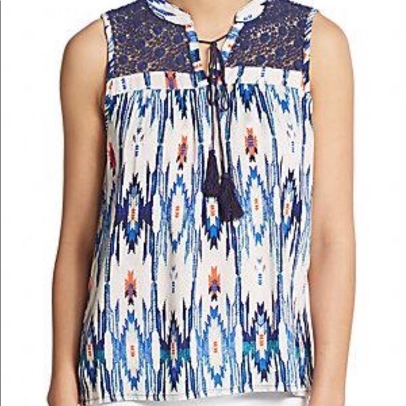 Romeo & Juliet Couture Ikat Print Top - Picture 1 of 12
